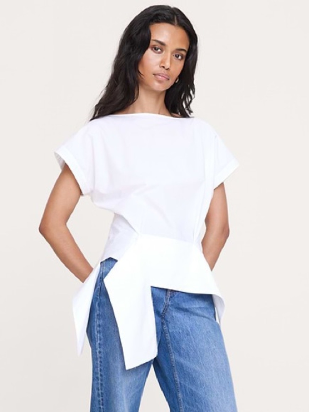 Banana Republic Women's White Asymmetric Tie-Back Top New Size XS